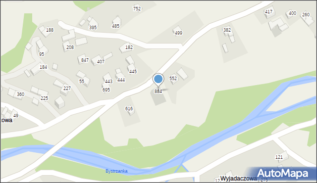 Bystra Podhalańska, Bystra Podhalańska, 884, mapa Bystra Podhalańska