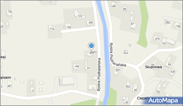 Bystra Podhalańska, Bystra Podhalańska, 905, mapa Bystra Podhalańska