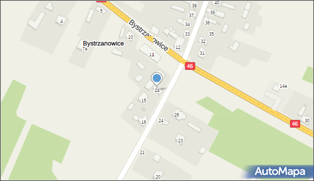 Bystrzanowice, Bystrzanowice, 14, mapa Bystrzanowice