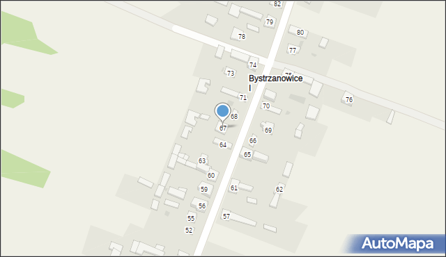 Bystrzanowice, Bystrzanowice, 67, mapa Bystrzanowice