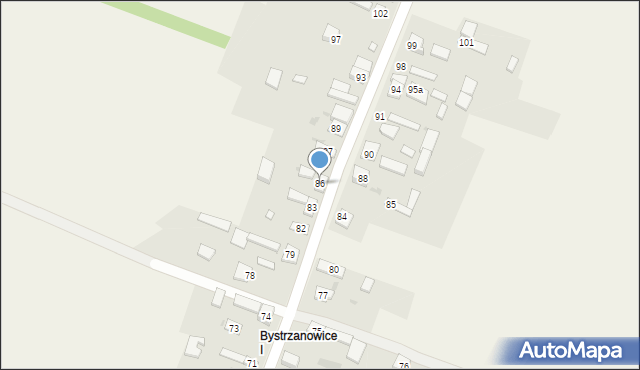 Bystrzanowice, Bystrzanowice, 86, mapa Bystrzanowice