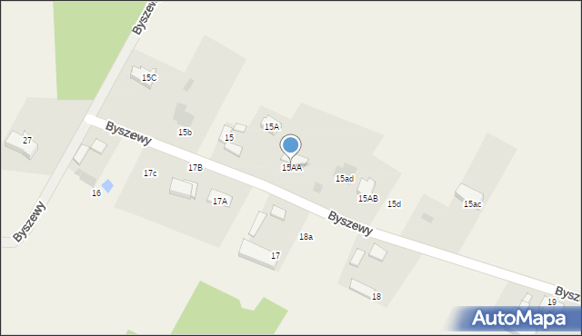 Byszewy, Byszewy, 15AA, mapa Byszewy