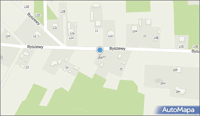 Byszewy, Byszewy, 25A, mapa Byszewy