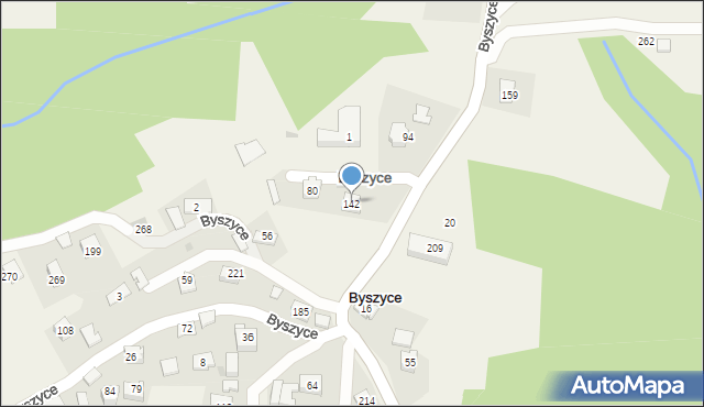 Byszyce, Byszyce, 142, mapa Byszyce