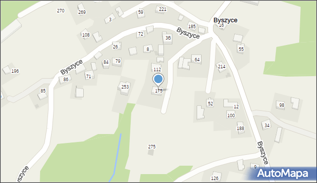 Byszyce, Byszyce, 175, mapa Byszyce