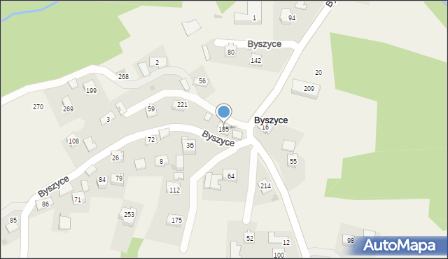 Byszyce, Byszyce, 185, mapa Byszyce