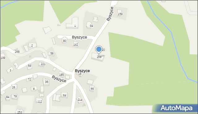 Byszyce, Byszyce, 209, mapa Byszyce