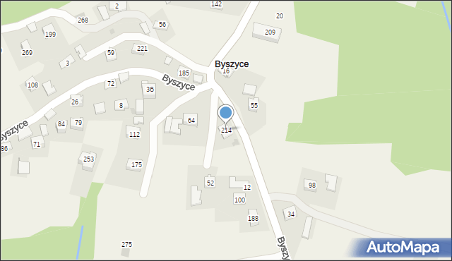 Byszyce, Byszyce, 214, mapa Byszyce