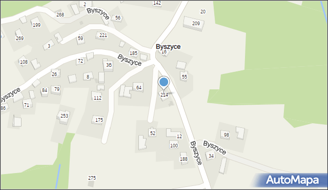 Byszyce, Byszyce, 214, mapa Byszyce