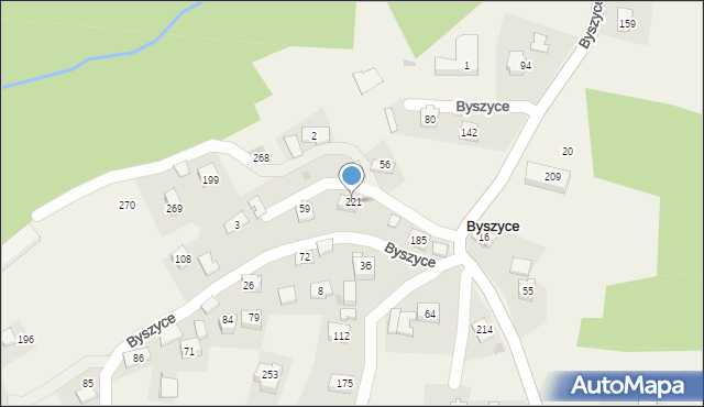 Byszyce, Byszyce, 221, mapa Byszyce