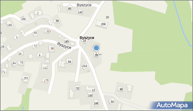 Byszyce, Byszyce, 55, mapa Byszyce