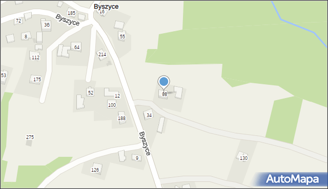 Byszyce, Byszyce, 98, mapa Byszyce