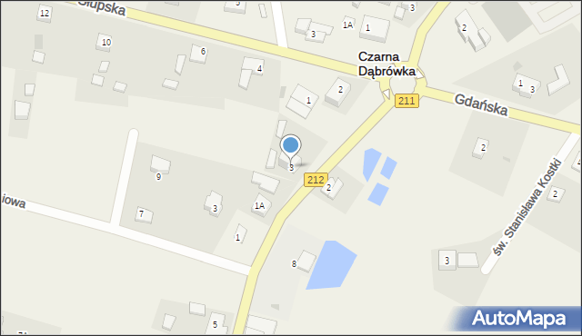 Czarna Dąbrówka, Bytowska, 3, mapa Czarna Dąbrówka