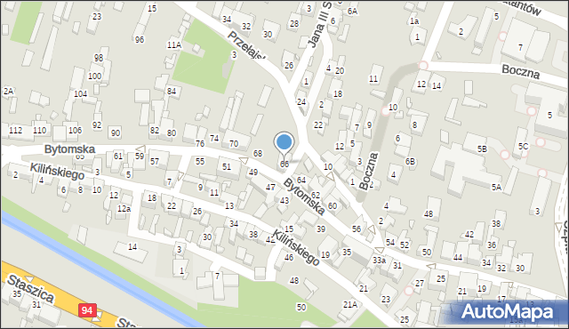 Czeladź, Bytomska, 66, mapa Czeladź