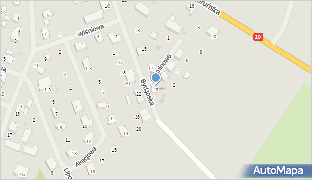 Kalisz Pomorski, Bydgoska, 19, mapa Kalisz Pomorski