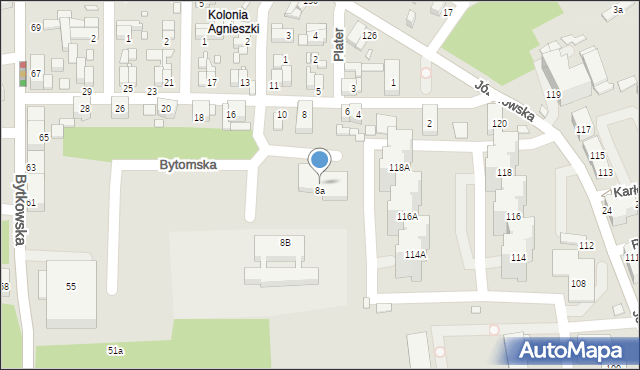 Katowice, Bytomska, 8B, mapa Katowic