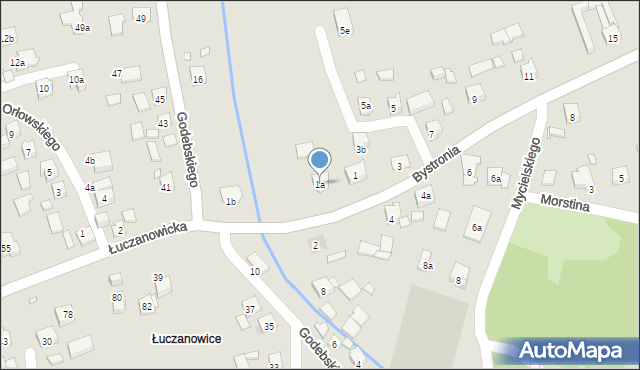 Kraków, Bystronia Jana Stanisława, 1a, mapa Krakowa