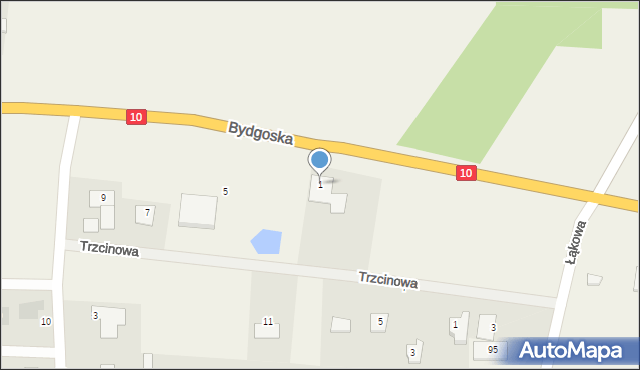 Kruszyn, Bydgoska, 1, mapa Kruszyn