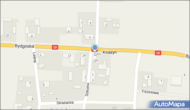 Kruszyn, Bydgoska, 11, mapa Kruszyn