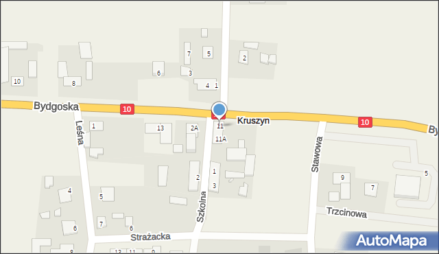 Kruszyn, Bydgoska, 11, mapa Kruszyn