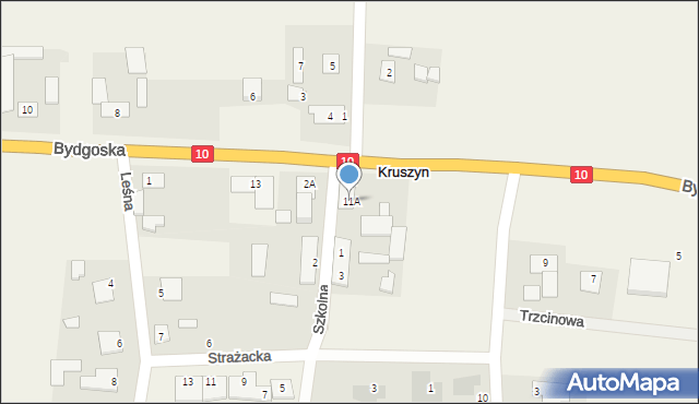 Kruszyn, Bydgoska, 11A, mapa Kruszyn