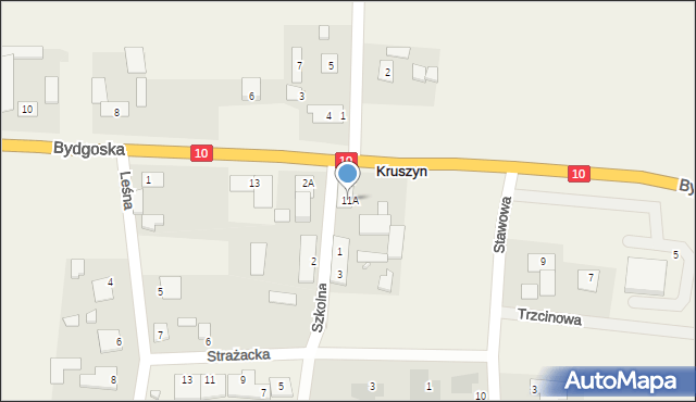 Kruszyn, Bydgoska, 11A, mapa Kruszyn