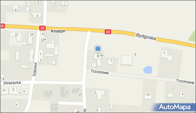 Kruszyn, Bydgoska, 9, mapa Kruszyn