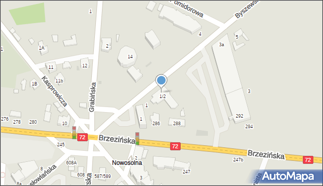 Łódź, Byszewska, 2, mapa Łodzi