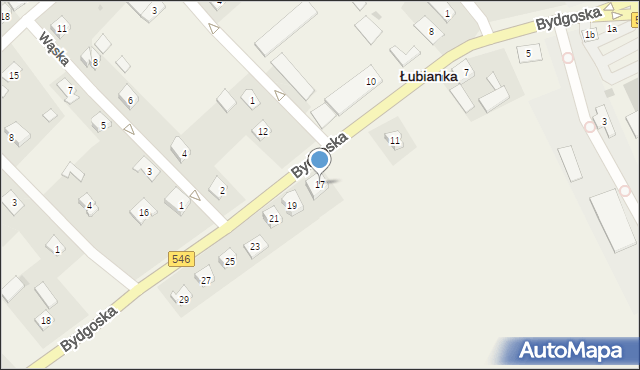 Łubianka, Bydgoska, 17, mapa Łubianka