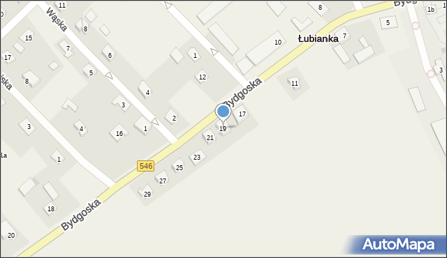 Łubianka, Bydgoska, 19, mapa Łubianka