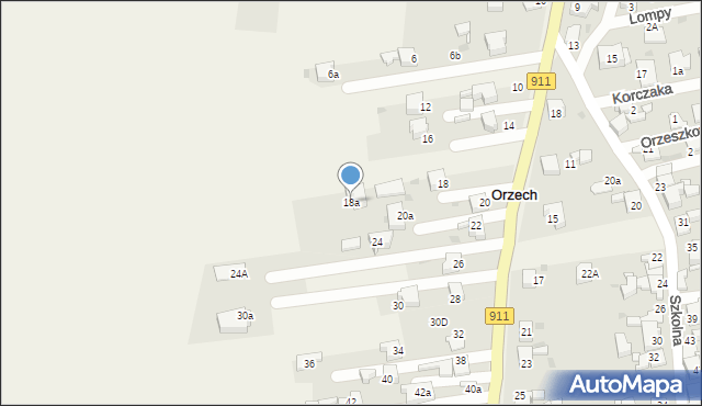 Orzech, Bytomska, 18a, mapa Orzech