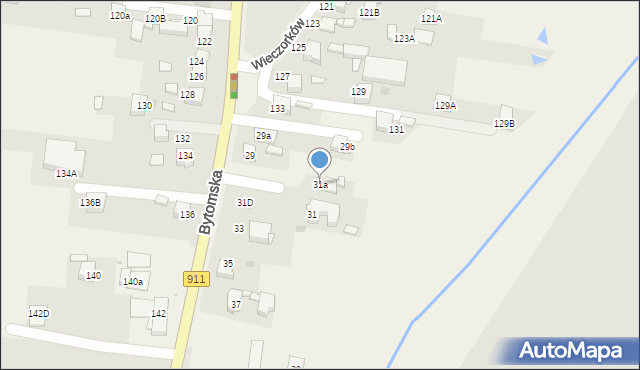 Orzech, Bytomska, 31a, mapa Orzech
