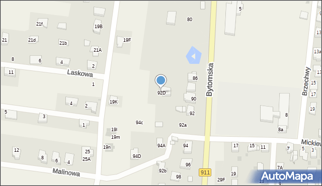Orzech, Bytomska, 92D, mapa Orzech