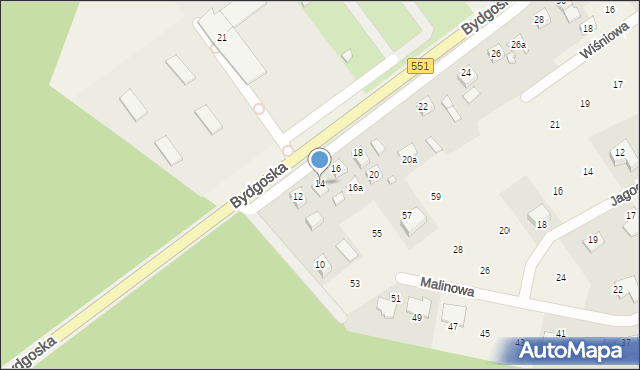 Ostromecko, Bydgoska, 14, mapa Ostromecko