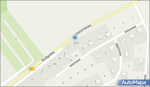 Ostromecko, Bydgoska, 34, mapa Ostromecko