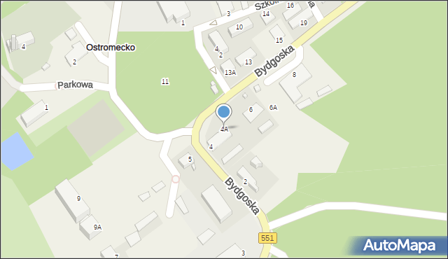 Ostromecko, Bydgoska, 4A, mapa Ostromecko