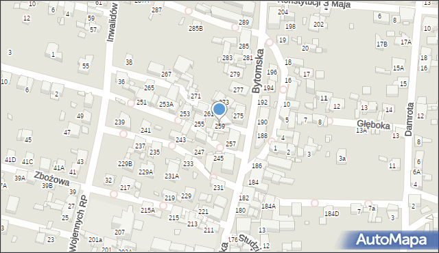 Piekary Śląskie, Bytomska, 259, mapa Piekary Śląskie