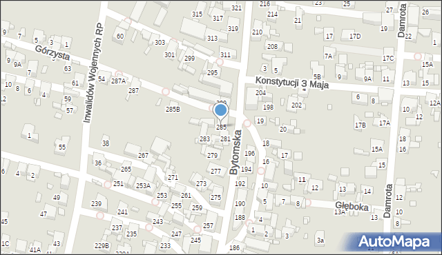 Piekary Śląskie, Bytomska, 285, mapa Piekary Śląskie