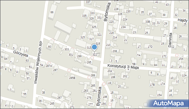 Piekary Śląskie, Bytomska, 311, mapa Piekary Śląskie