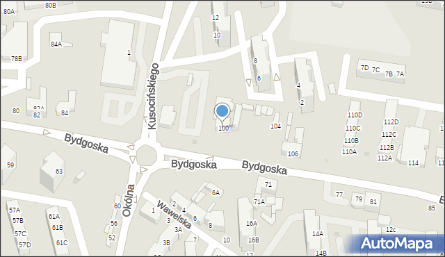 Piła, Bydgoska, 100, mapa Piły