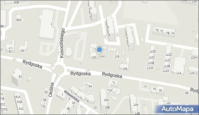 Piła, Bydgoska, 102, mapa Piły