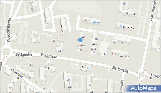 Piła, Bydgoska, 110B, mapa Piły