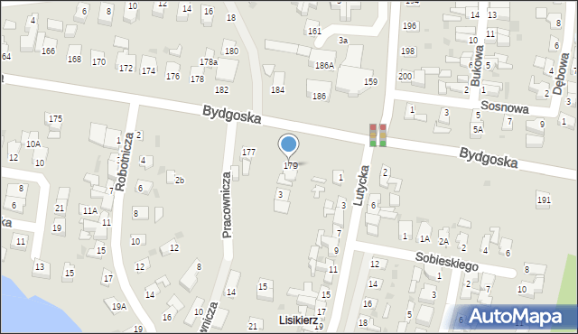 Piła, Bydgoska, 179, mapa Piły