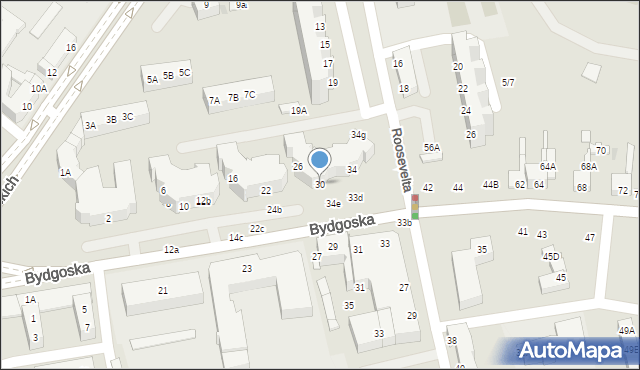 Piła, Bydgoska, 30, mapa Piły