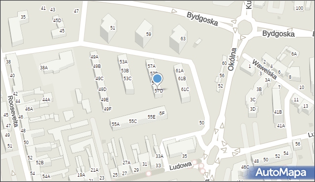 Piła, Bydgoska, 57D, mapa Piły