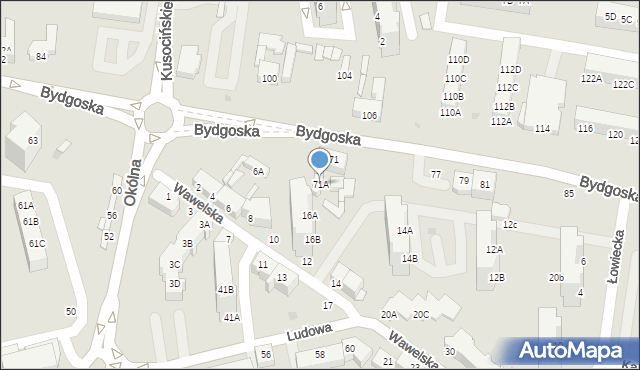 Piła, Bydgoska, 71A, mapa Piły