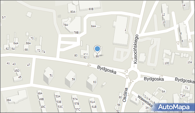 Piła, Bydgoska, 84, mapa Piły