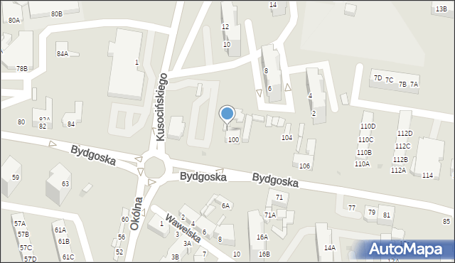 Piła, Bydgoska, 88, mapa Piły