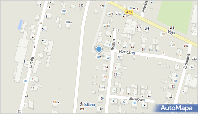Piotrków Trybunalski, Bystra, 10a, mapa Piotrków Trybunalski
