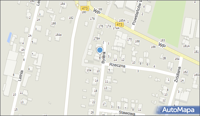 Piotrków Trybunalski, Bystra, 6, mapa Piotrków Trybunalski